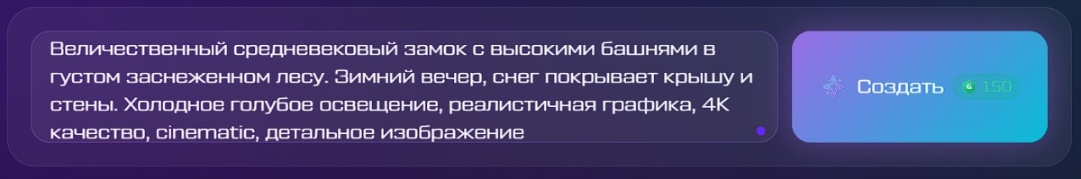 Интерфейс генерации картинок нейросетью Nano Banana